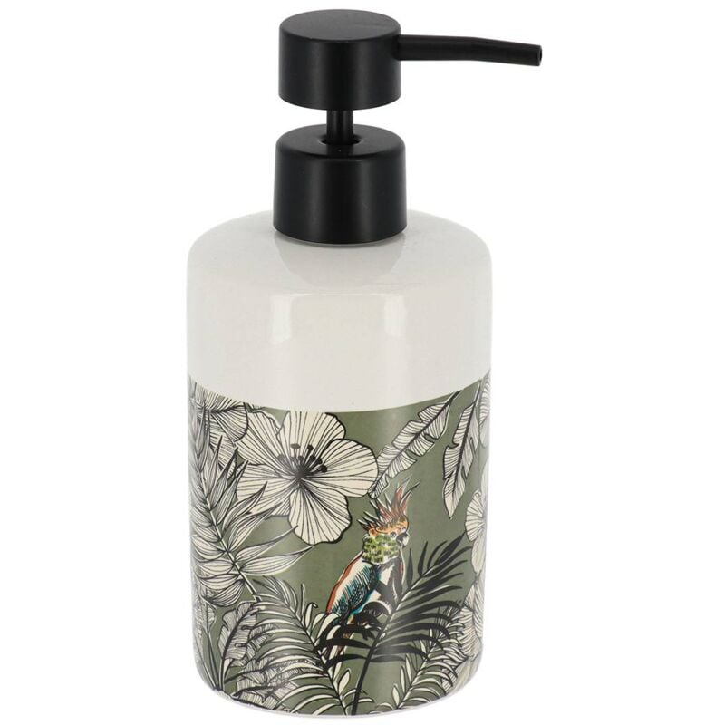 foto del prodotto dispenser di sapone stampato rotondo dolomite 320 ml jungle fever khaki tendance