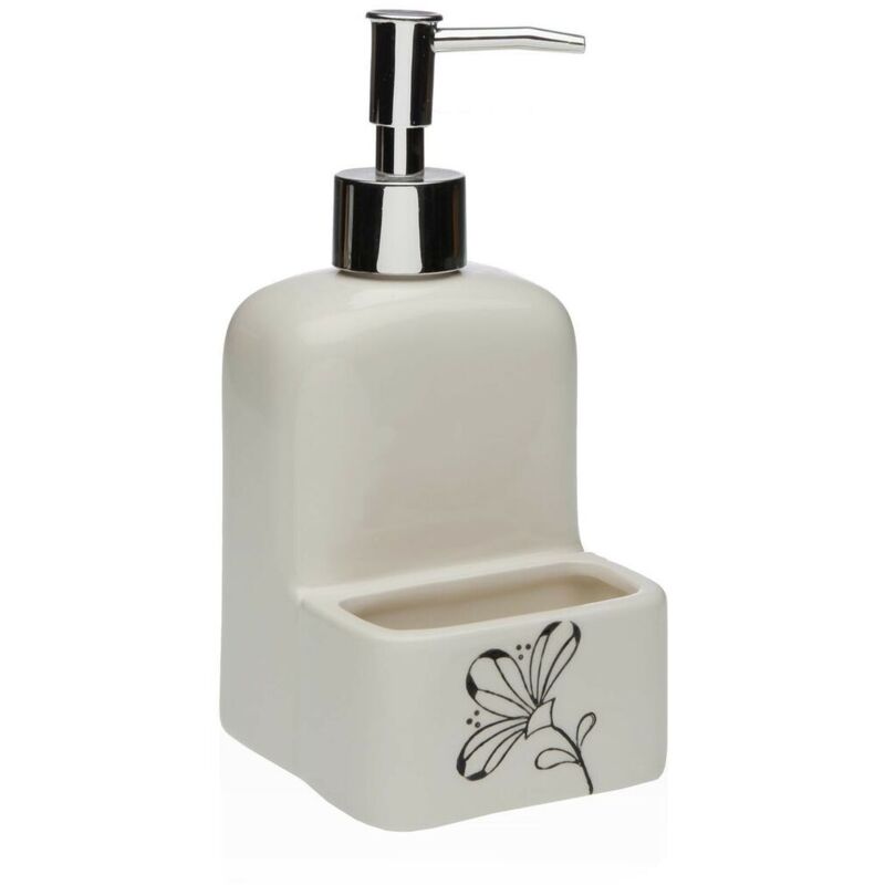 foto del prodotto dispenser di sapone versa ceramica abs dolomite fiori 9 x 18,5 x 8 cm