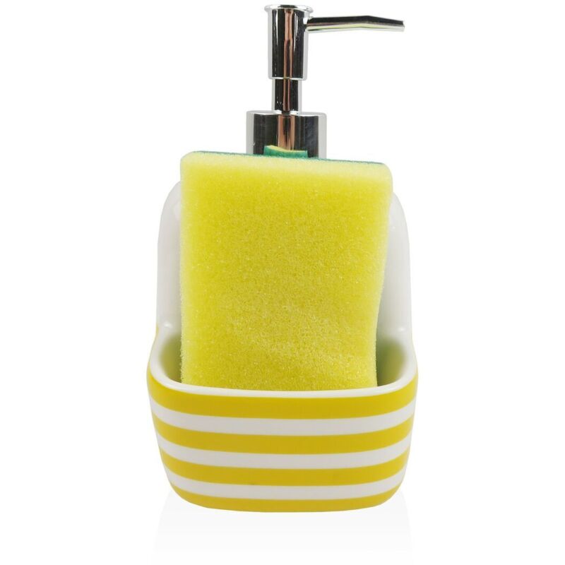 foto del prodotto dispenser di sapone versa giallo ceramica righe 9,4 x 17,8 x 10,5 cm
