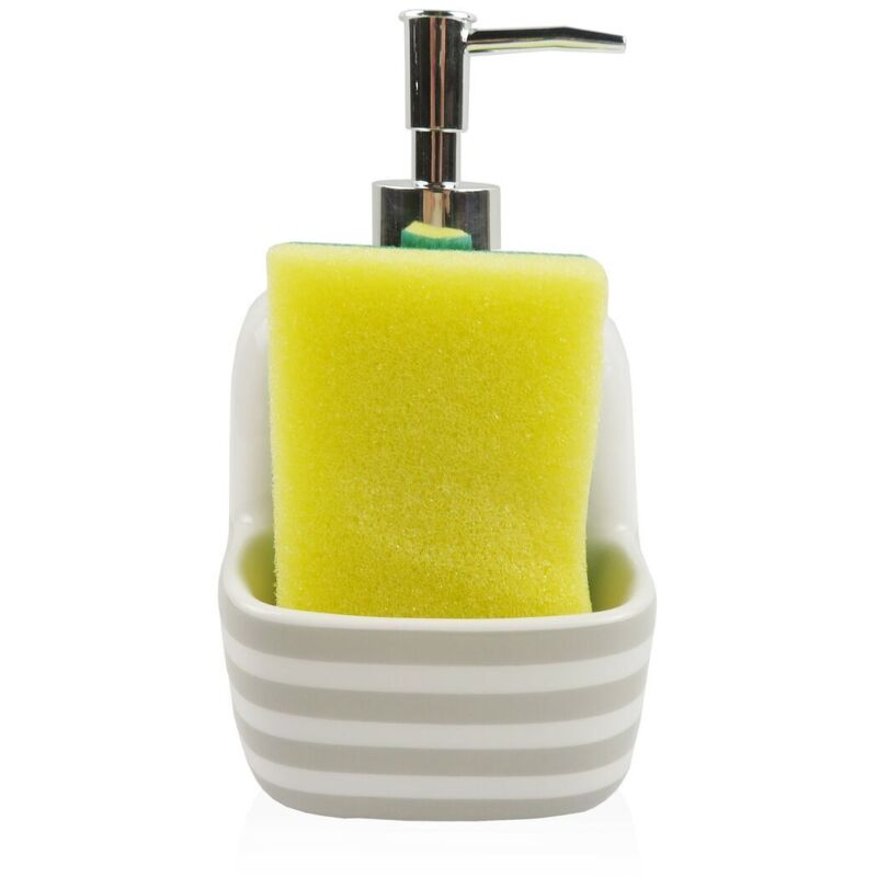 foto del prodotto dispenser di sapone versa grigio ceramica righe 9,4 x 17,8 x 10,5 cm