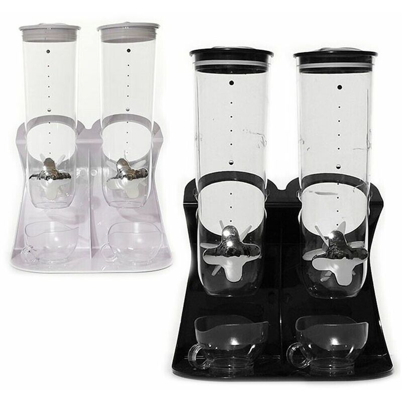 foto del prodotto dispenser distributore dosatore erogatore di cereali doppio corn flakes per casa colazione cucina capacit 3 litri totali colorigenerali bianco