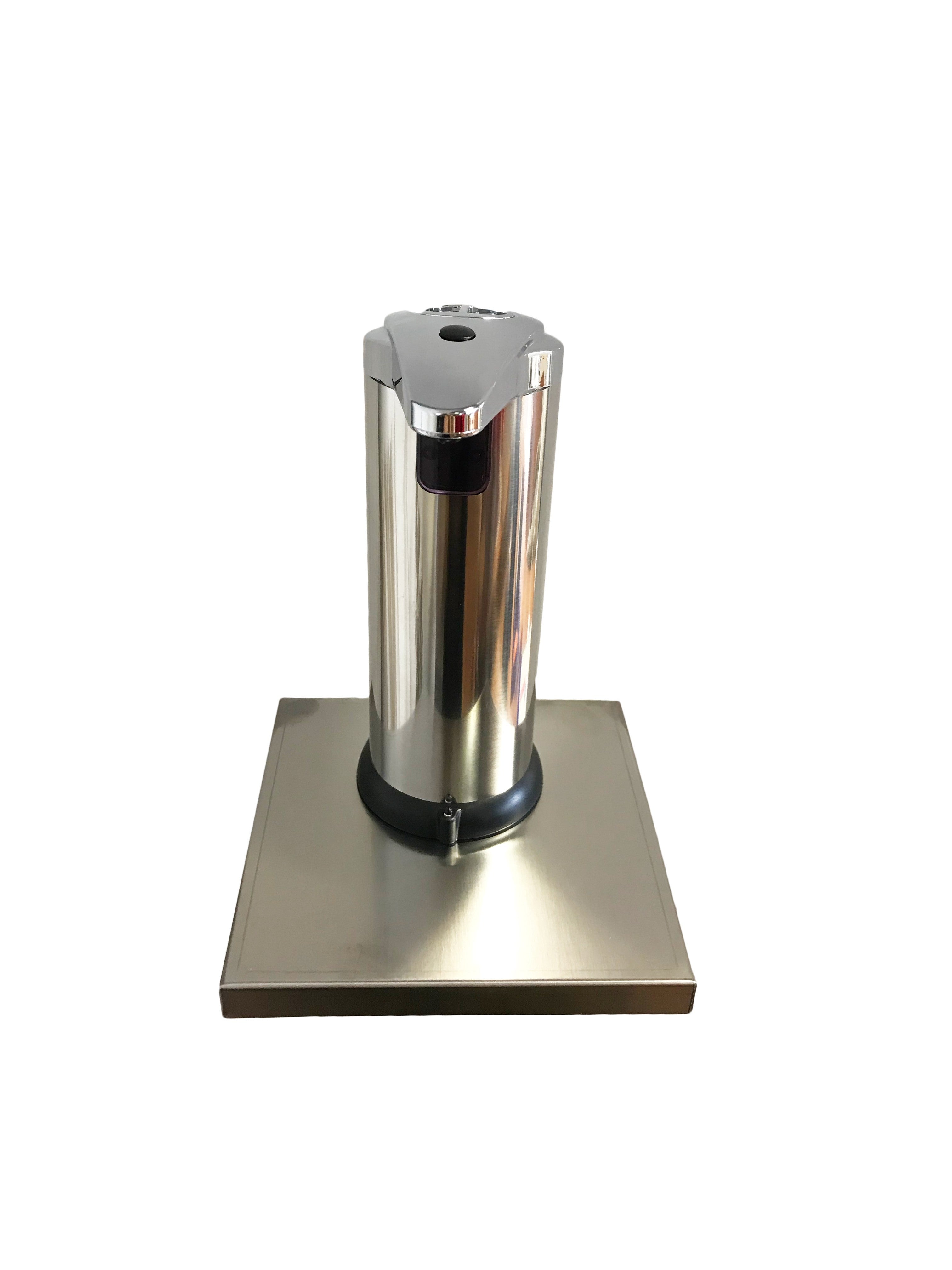foto del prodotto dispenser erogatore sapone gel con fotocellula sensore in acciaio inox con mensola