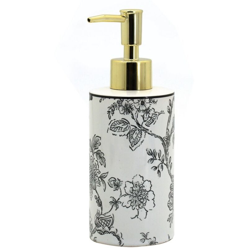 foto del prodotto dispenser in ceramica bianco con decori serie fiori