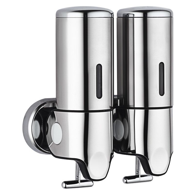 foto del prodotto dispenser per doccia 2 in 1 da parete per bagno, toilette, cucina, hotel contiene shampoo, sapone, balsamo, bagnoschiuma argento, 2518,59 cm