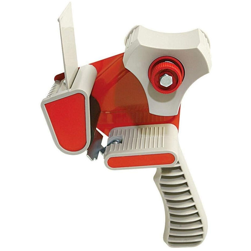 foto del prodotto dispenser per nastro da imballaggio con impugnatura a pistola, dispenser manuale per nastro da imballaggio con frizione regolabile