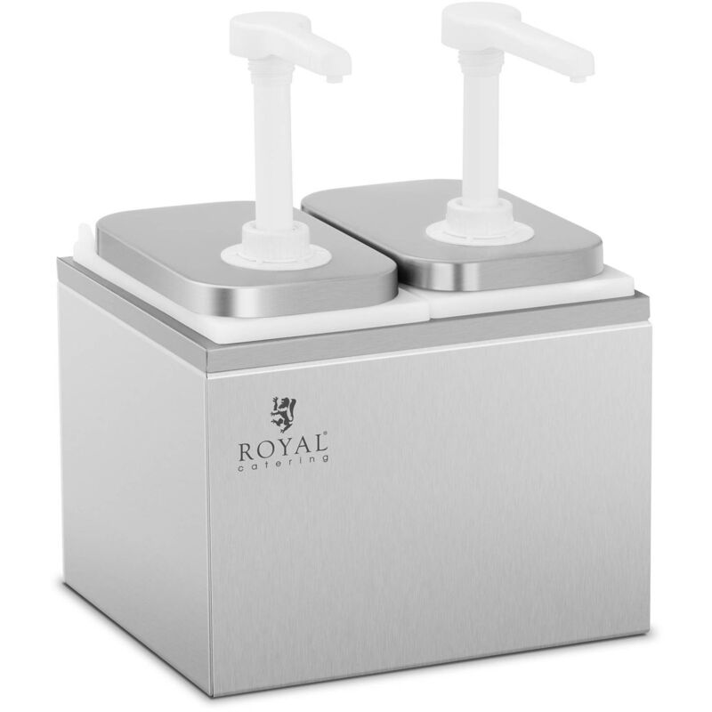 foto del prodotto dispenser per salse dosatore dosatori in acciaio inox 2 pompe erogazione 2 x 2l