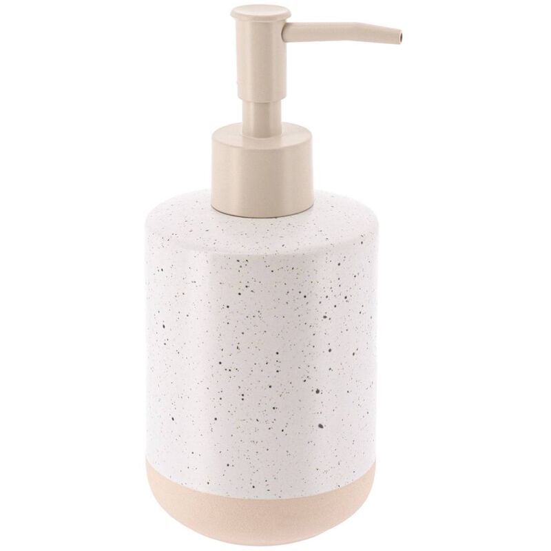 foto del prodotto dispenser per sapone con gres specchiato e base grezza 330ml bianco beige tendance