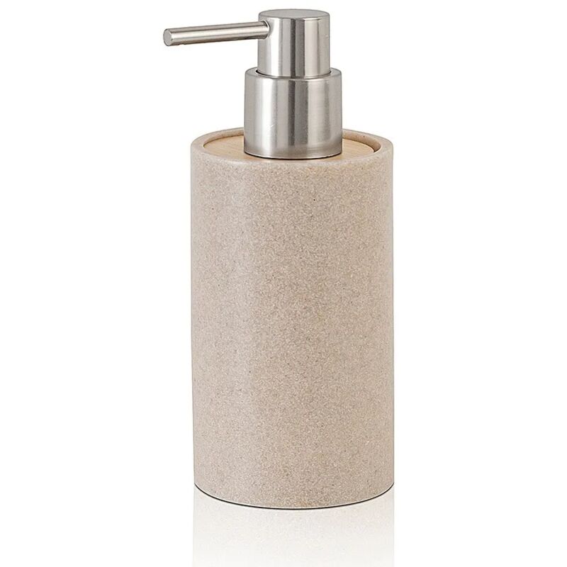 foto del prodotto dispenser per sapone liquido sahara, in resina beige con particolari in bamboo