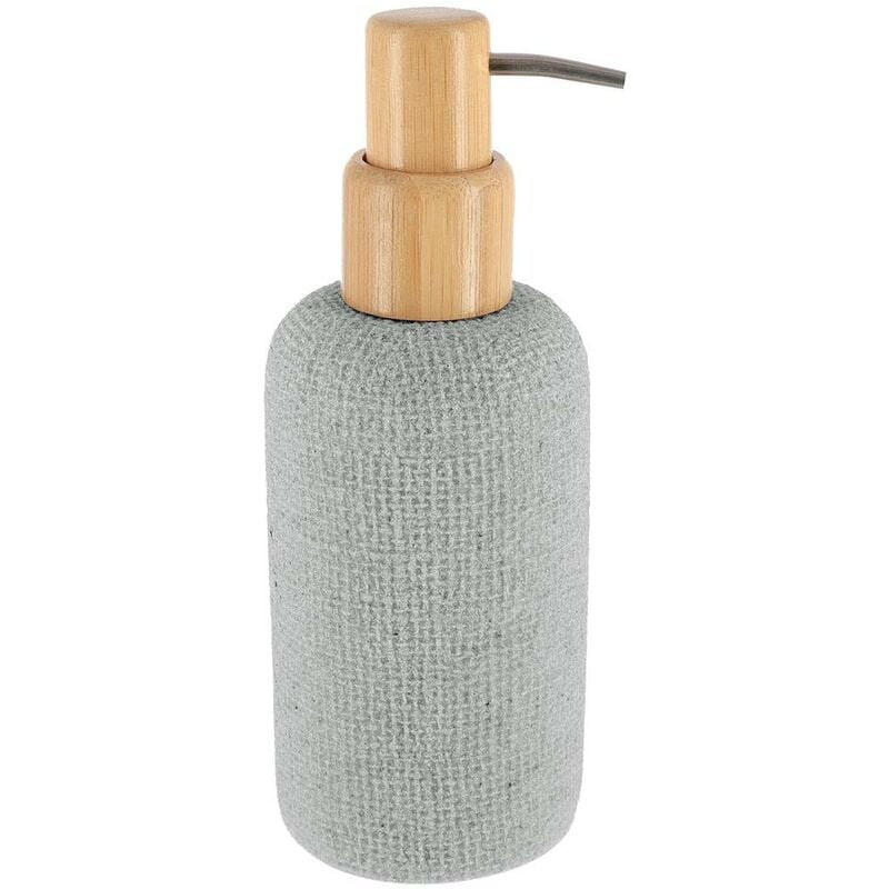 foto del prodotto dispenser rotondo in poliresina con effetto rete e pompa in bamb 340ml grigio tendance