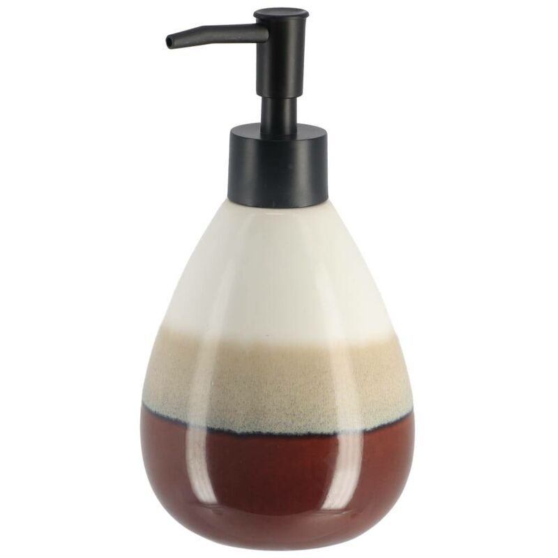 foto del prodotto dispenser rotondo tricolore gres 395 ml marrone beige tendance