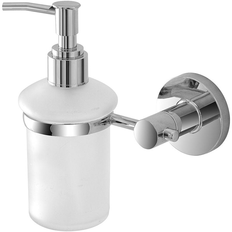 foto del prodotto dispenser sapone a muro in vetro satinato e metallo cromato sprint