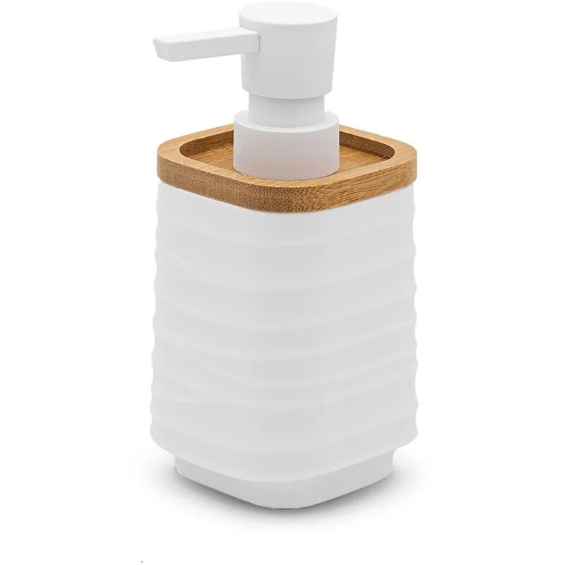 foto del prodotto dispenser sapone da appoggio bianco in abs e bamb wave