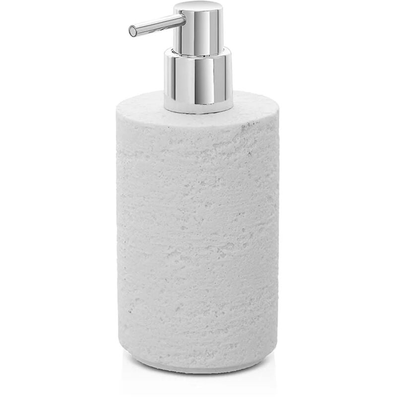 foto del prodotto dispenser sapone da appoggio bianco in resina effetto pietra matera