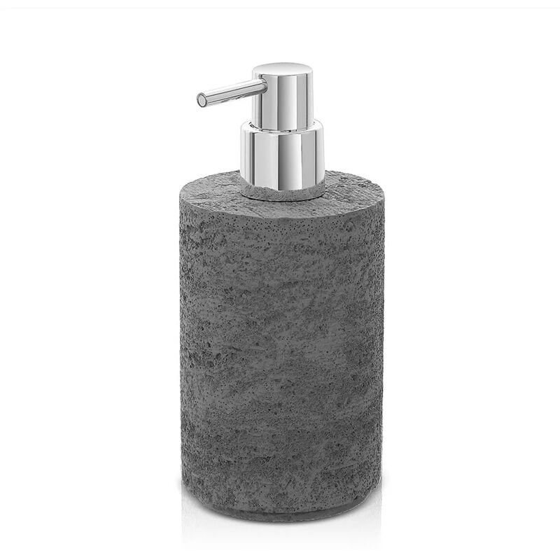 foto del prodotto dispenser sapone da appoggio grigio in resina effetto pietra matera