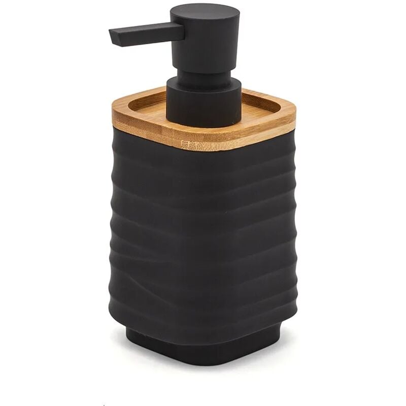 foto del prodotto dispenser sapone da appoggio nero in abs e bamb wave