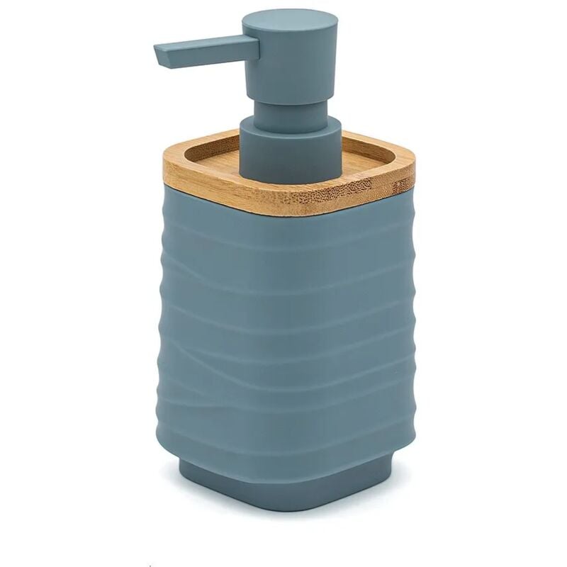 foto del prodotto dispenser sapone da appoggio turchese cobalto in abs e bamb wave