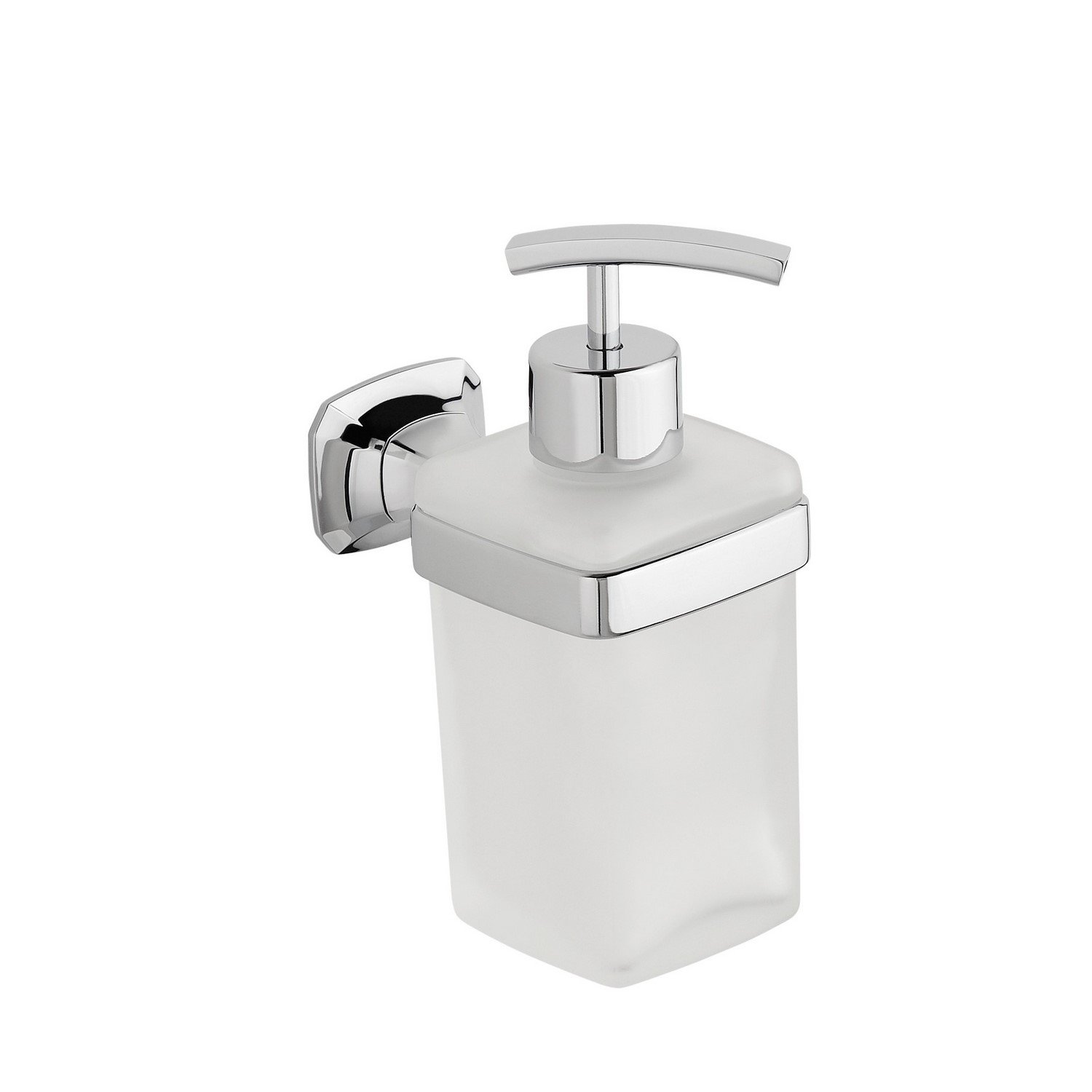 foto del prodotto dispenser sapone da parete cromo in ottone cromato e vetro mod. aida