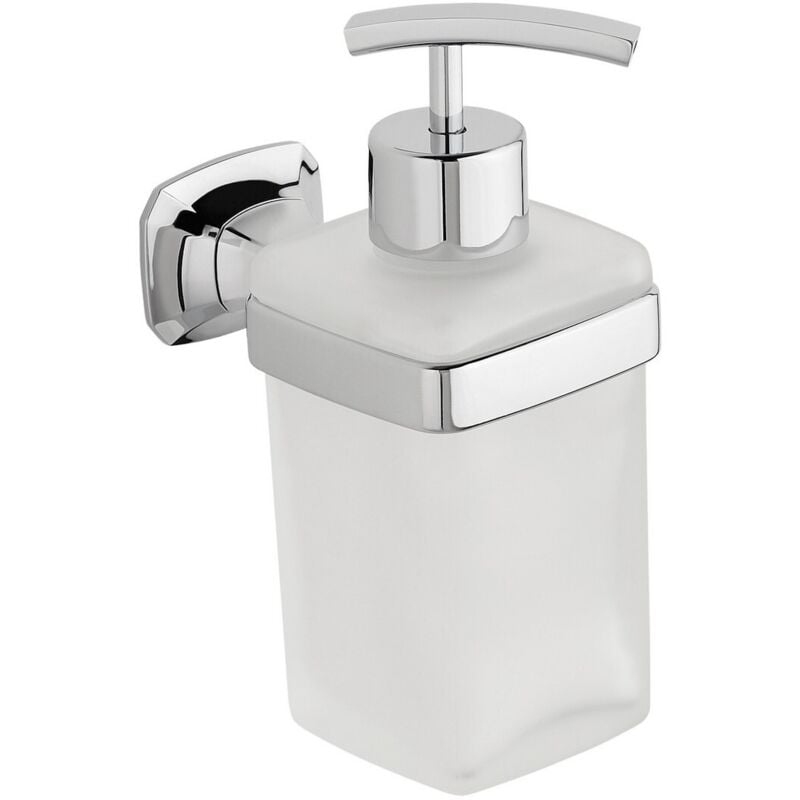 foto del prodotto dispenser sapone da parete cromo in ottone cromato e vetro mod. aida metaform
