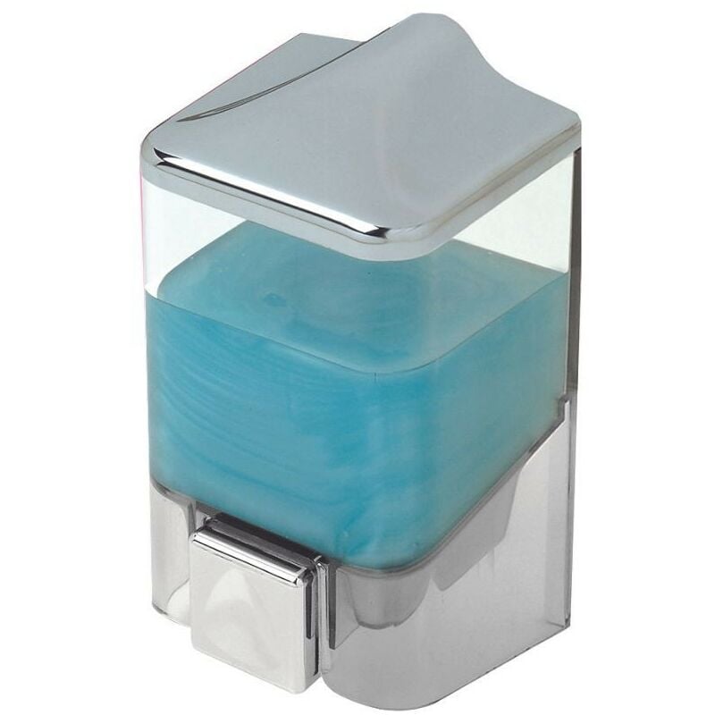 foto del prodotto dispenser sapone liquido 0,5 lt trasparente e cromo 8,5 x 8,5 x 16 cm