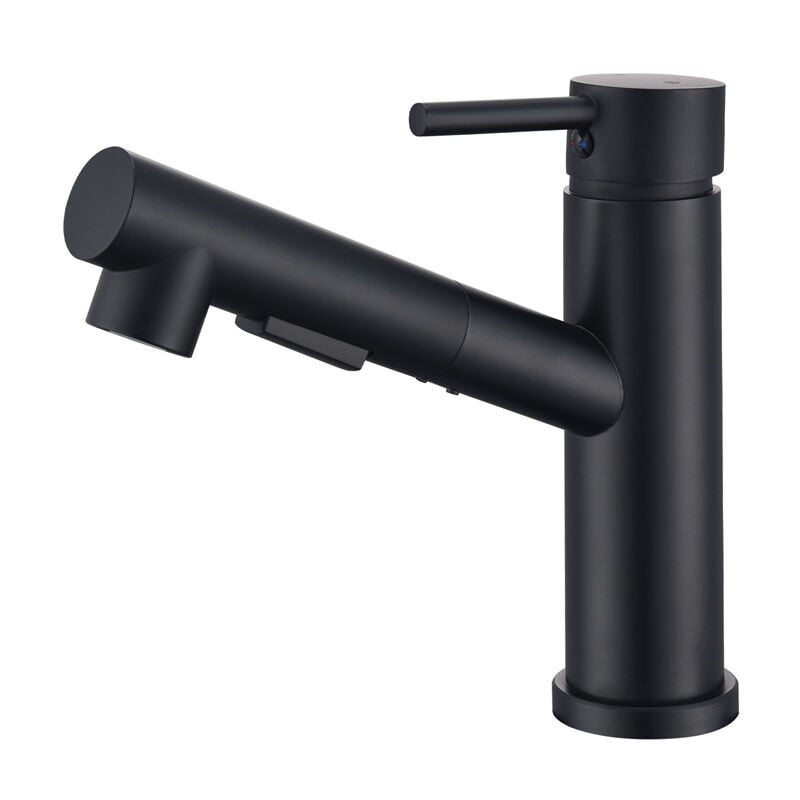 foto del prodotto disponibile rubinetto cucina con miscelatore cucina doccetta estraibile con 2 bocche rubinetto per lavello da cucina in acciaio inossidabile nero