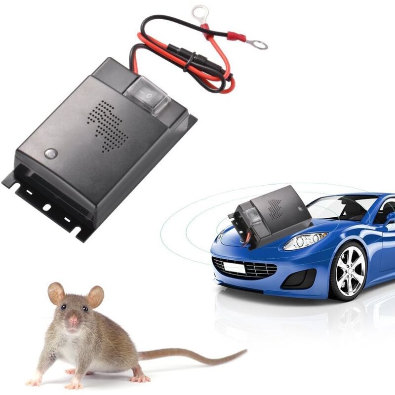 foto del prodotto dispositivo anti topi a ultrasuoni per auto, unit di difesa dai roditori a ultrasuoni a risparmio energetico, repellenti anti topi per auto