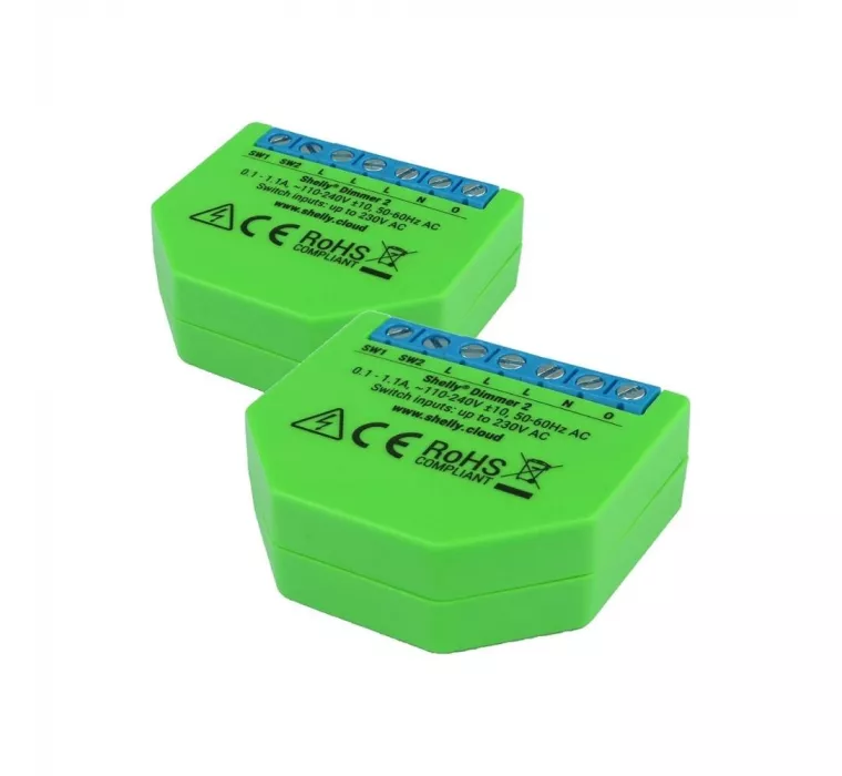 foto del prodotto dispositivo controllo luci alogene, led, wi-fi, shelly dimmer 2 - double pack