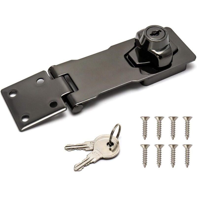 foto del prodotto dispositivo di sicurezza antifurto da 4 10cm con chiave e viti per serratura porta porta d ingresso porta garage nero