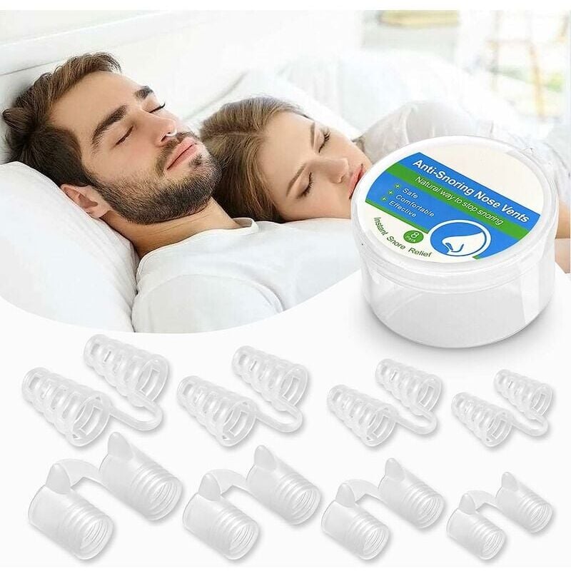 foto del prodotto dispositivo dilatatore nasale, efficace divaricatore nasale antirussamento, clip per naso antirussamento, due tipi di morbido e duro, 4 misure