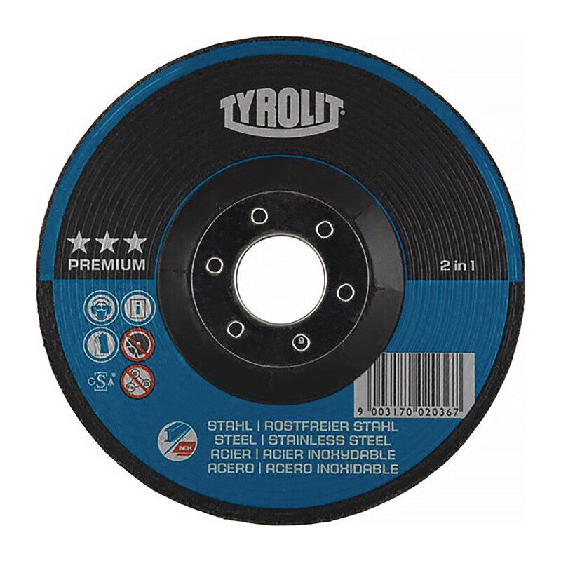 foto del prodotto disque abrasif premium d125xs4mm grain 30 serti 2en1 al sage 22,23mm tyrolit par 10 