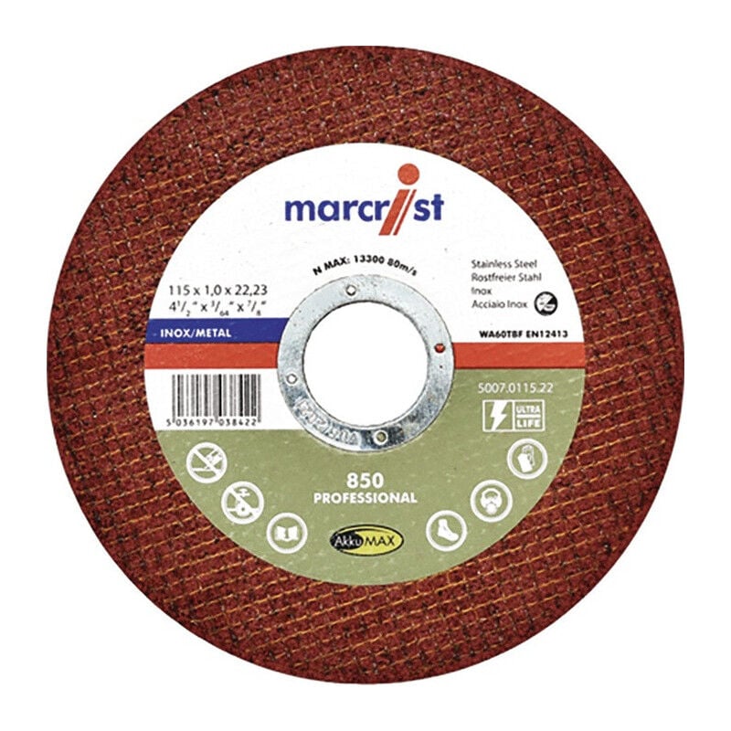 foto del prodotto disque tron onner d125x1,0mm meuleuse d angle droit al sage 22,23mm bo te de 25 marcrist par 25 