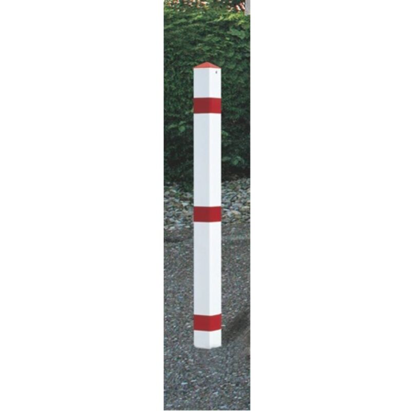 foto del prodotto dissuasore a palo sta rosso-bianco con base manica con cappuccio a punta