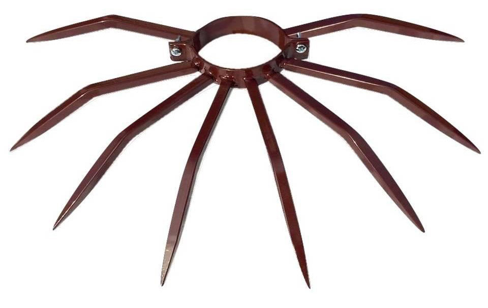 foto del prodotto dissuasore antifurto con punte e controcollare in acciaio per pluviali tubi esterni 80 mm marrone