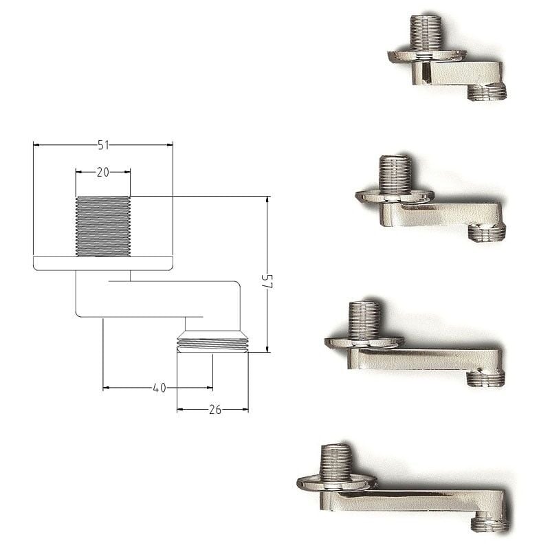 foto del prodotto distanziatore 1/2 x 3/4 cromato - spostamento mm.40 636800oc1/2x4