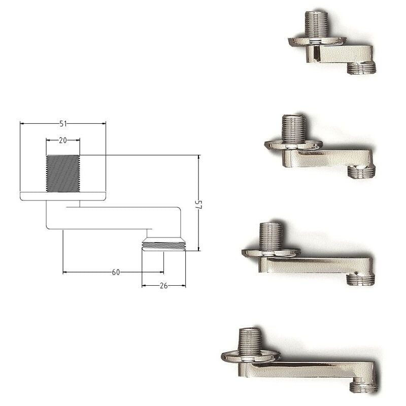foto del prodotto distanziatore 1 2 x 3 4 cromato spostamento mm.60 636800oc1 2x6
