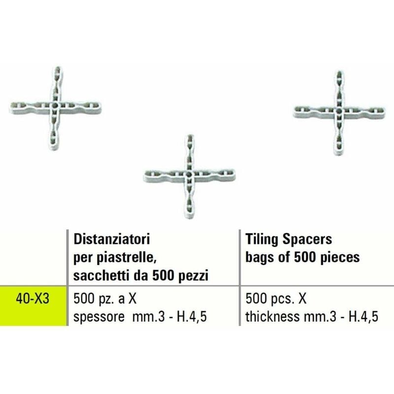 foto del prodotto distanziatori a x per piastrelle sigma 40-x3 spessore mm. 3 - h. 4,5 500 pezzi