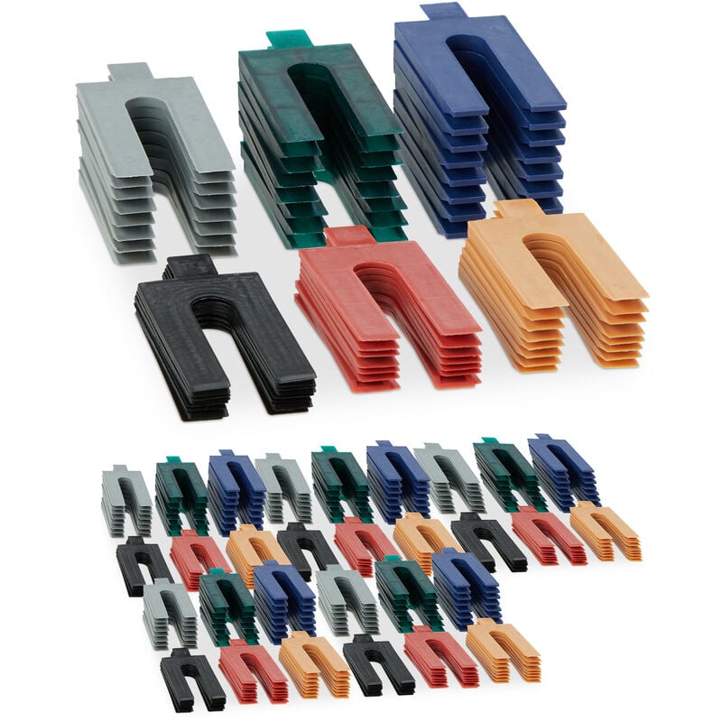 foto del prodotto distanziatori in plastica, 1 6 mm, set da 288 accessori per installazione finestre e porta, 6 misure, colorati relaxdays