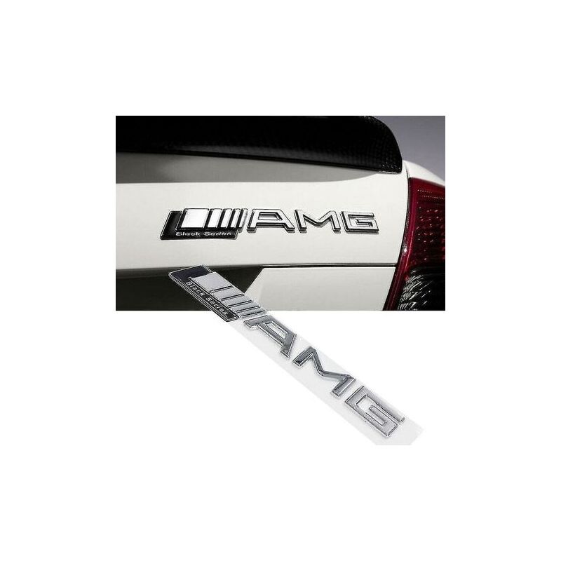 foto del prodotto distintivo emblema per bagagliaio cromato amg serie nera da attaccare a tutte le mercedes amg