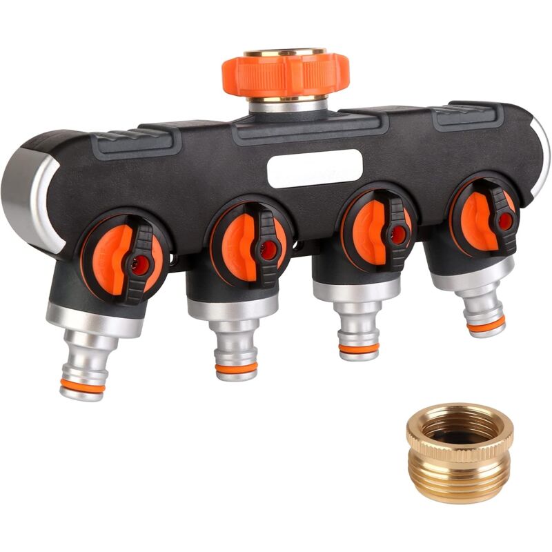 foto del prodotto distributore a 4 vie distributore d acqua a y da 3 4 pollici e 1 2 pollici con adattatore per rubinetto, regolazione del flusso d acqua e