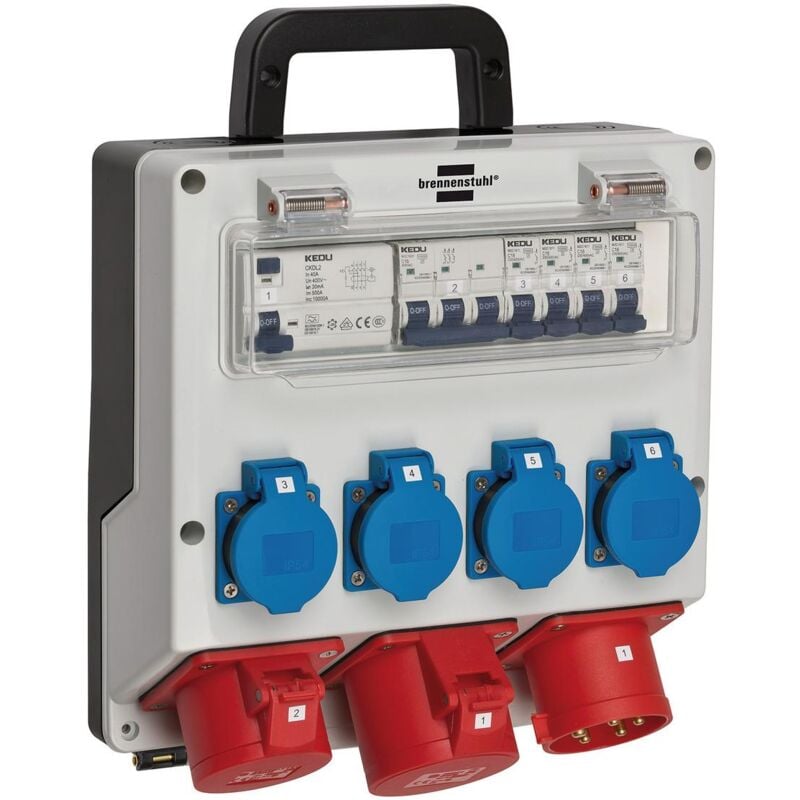 foto del prodotto distributore a muro 4 32 ip44 4x ls 230v 16 a, 1xls 400v 16 a, 1xfi 40 a 4 polig 30ma