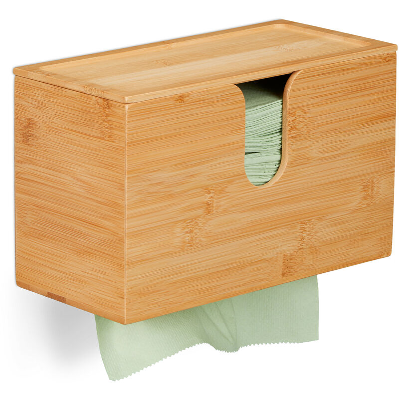 foto del prodotto distributore asciugamani carta da parete, salviette formato h2, dispenser bagno 17 x 27 x 13 cm ca., naturale relaxdays