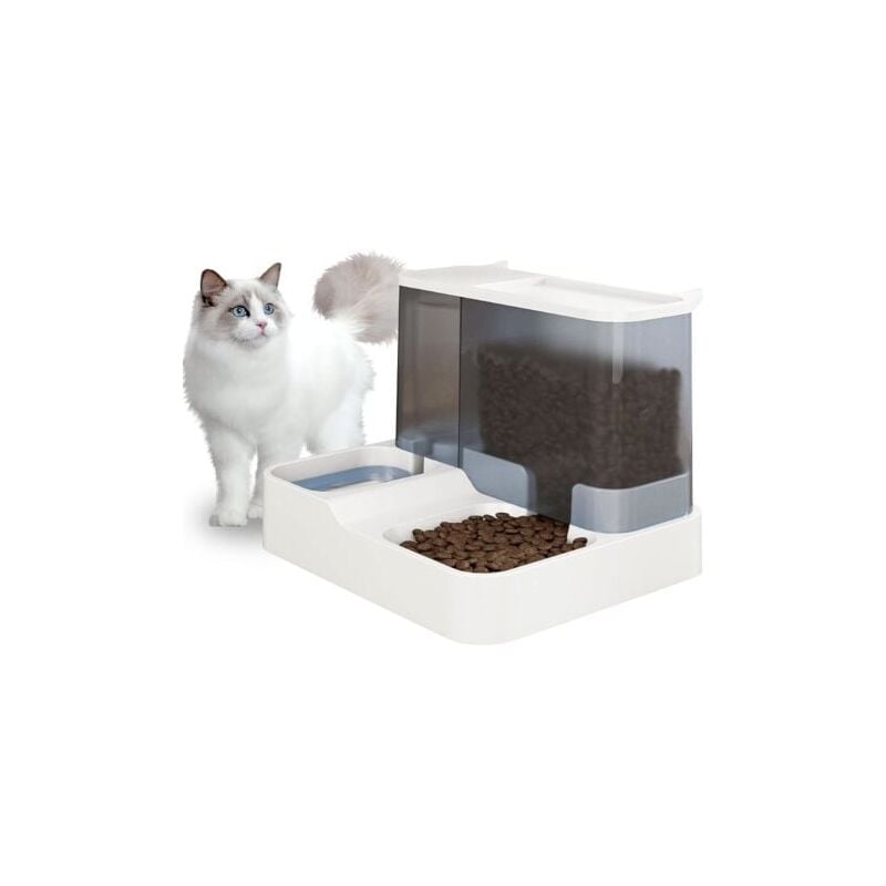 foto del prodotto distributore automatico di cibo e acqua 2 in 1 da 3,8 l per gatti e cani di piccola taglia, fontanella e beverino bianco lablanc