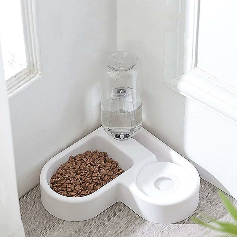 foto del prodotto distributore automatico di cibo per fontane d acqua per animali domestici 2 in 1, abbeveratoio a prova di perdite e mangiatoia a secco per