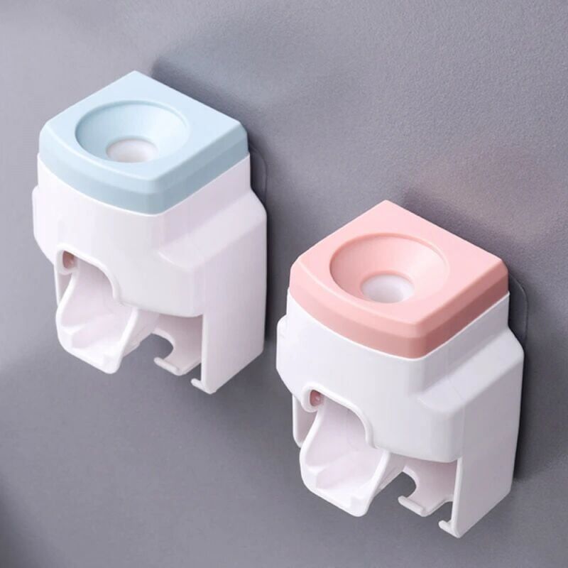 foto del prodotto distributore automatico di dentifricio a parete creativo e piccolo portaspazzolino con spremi dentifricio per doccia e bagno di famiglia