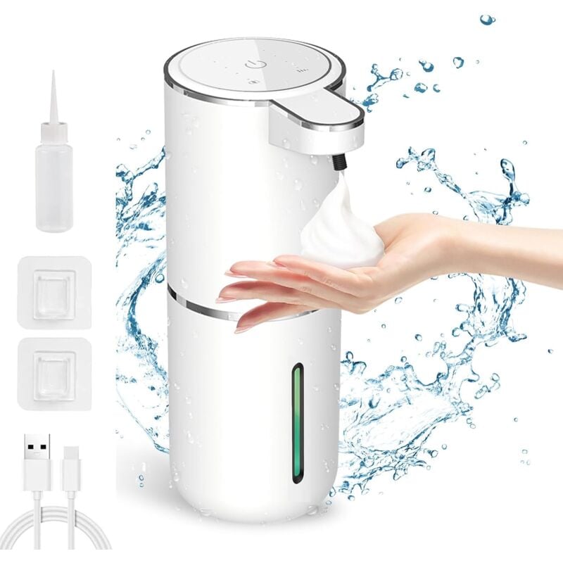 foto del prodotto distributore automatico di sapone, 380 ml, distributore automatico di sapone con ricarica usb, distributore automatico di sapone liquido impermeabile