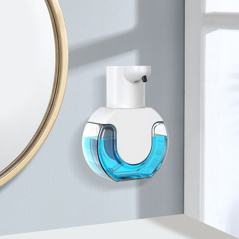foto del prodotto distributore automatico di sapone a 4 livelli regolabili, 430 ml, dispenser di sapone a parete, distributore di sapone in schiuma elettrico