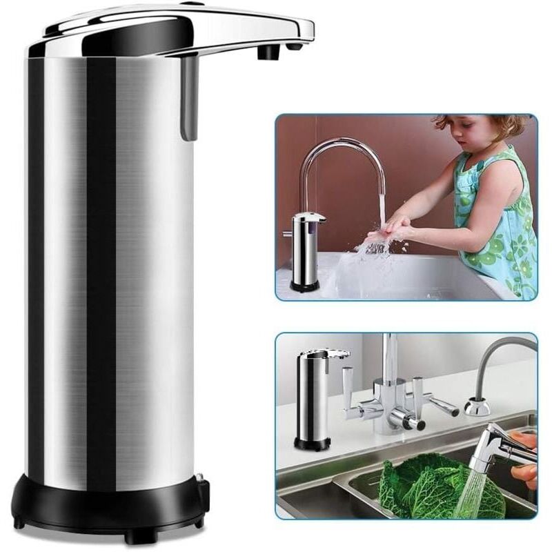 foto del prodotto distributore automatico di sapone con sensore a infrarossi e base senza contatto, 