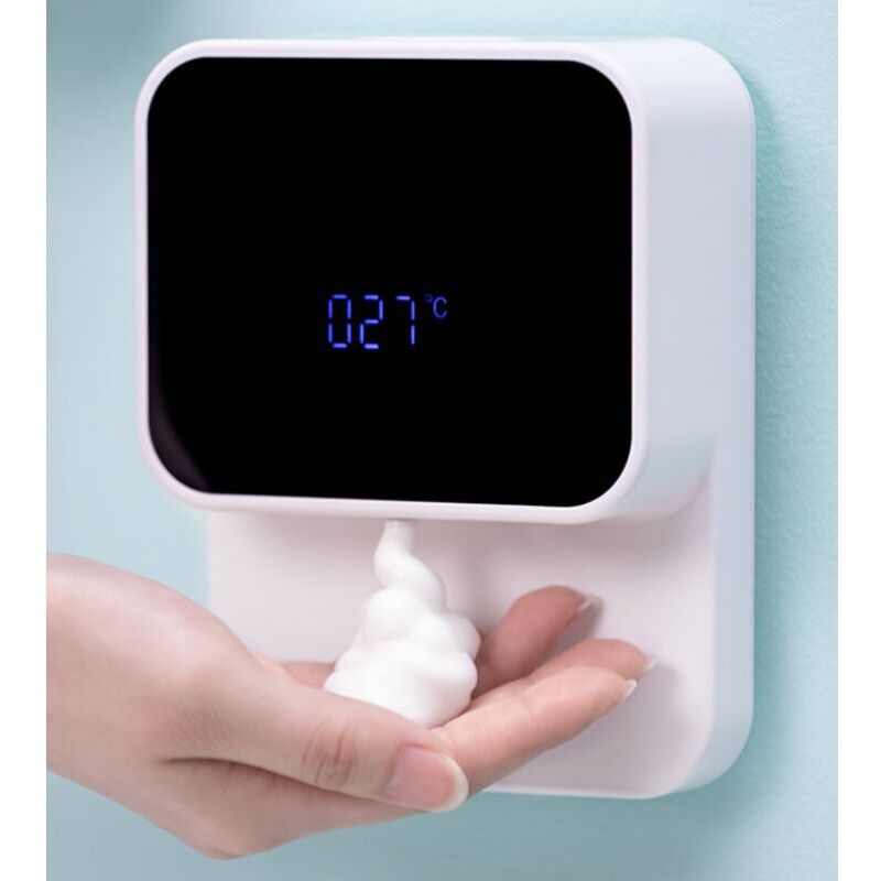 foto del prodotto distributore automatico di sapone con sensore intelligente da parete, senza contatto, multifunzione, in schiuma per il lavaggio del telefono