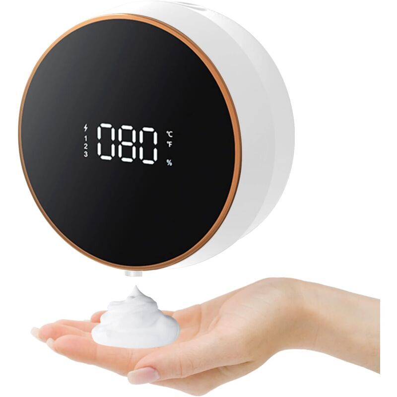 foto del prodotto distributore automatico di sapone da 300 ml con sensore di visualizzazione a led montato a parete bianco loy