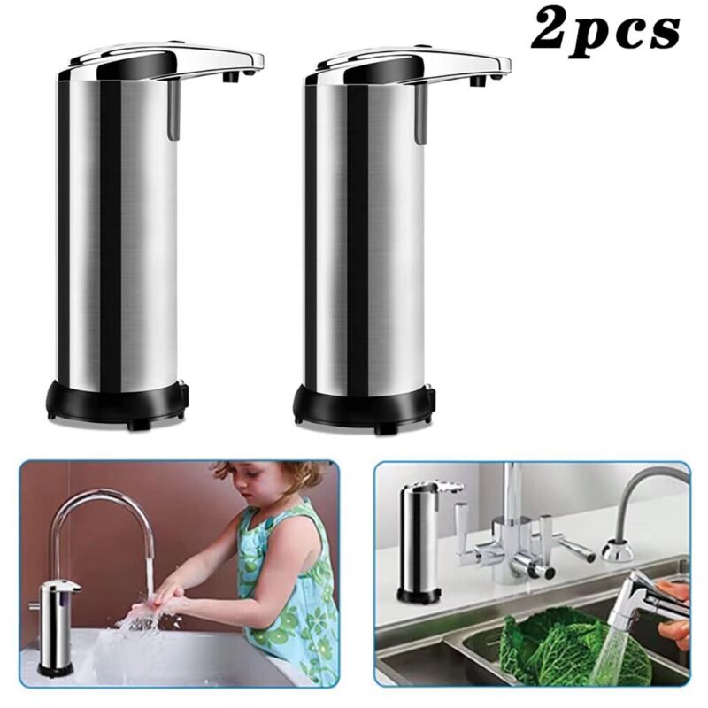 foto del prodotto distributore automatico di sapone da bagno con sensore a infrarossi e base impermeabile senza contatto 2 pezzi 