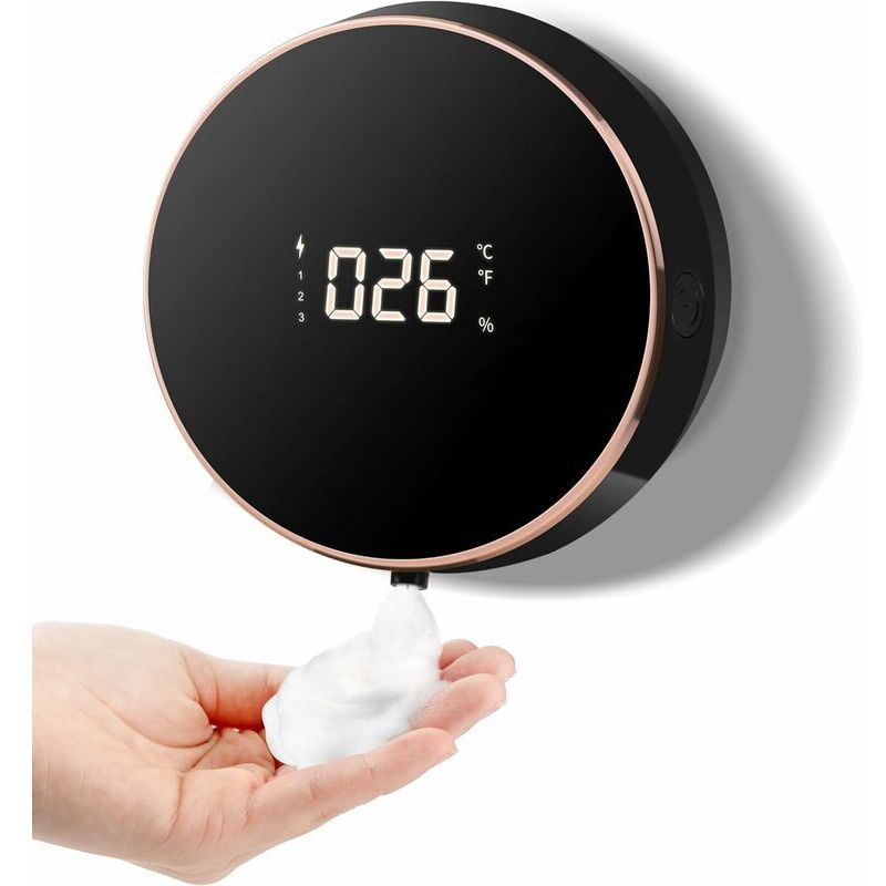 foto del prodotto distributore automatico di sapone, distributore di sapone a parete da 300 ml con temperatura non a contatto, distributore di sapone per bagno,